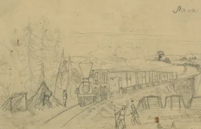 Railroad Train Crossing Potomac Creek Bridge