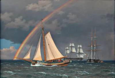 Rainbow At Sea And A Crossing Hunt With Other Ships