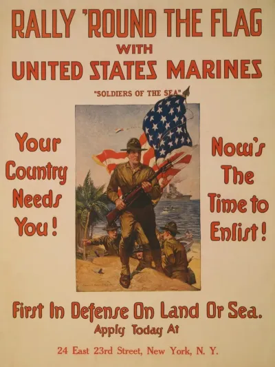 Rally Round The Flag With United States Marines Soldiers Of The Sea First In Defense On Land Or Sea
