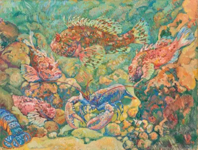 Rascasses Et Homards Dans Un Aquarium