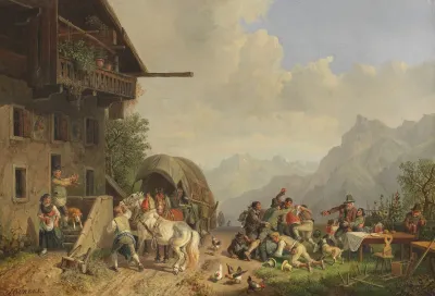 Rauferei Vor Einem Wirtshaus