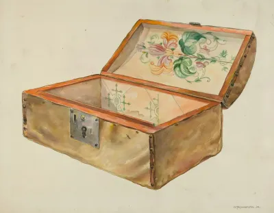 Rawhide Chest With Lock Inside View