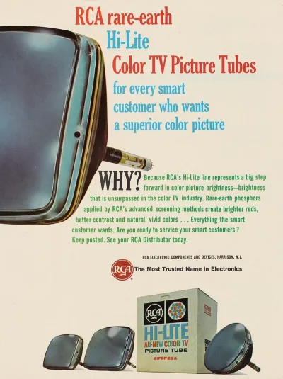 Rca Rare Earth Hi Lite Color Tv Picture Tubes