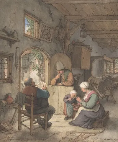 Reading The News At The Weavers Cottage