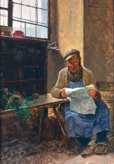 Reading The Newspaper After Work