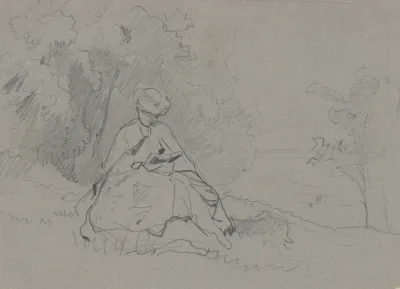 Reading Woman In The Outdoors