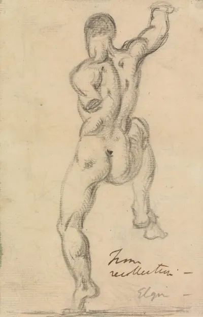 Rear View Figure Study Of A Male Nude