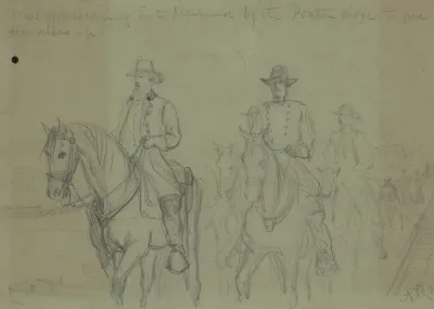 Rebel Officers Coming Into Richmond By The Ponton Bridge To Give Themselves Up