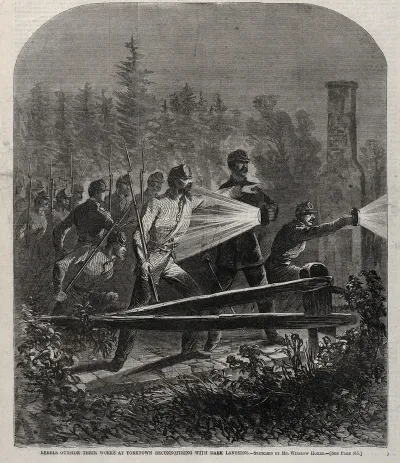 Rebels Outside Their Works At Yorktown Reconnoitering With Dark Lanterns