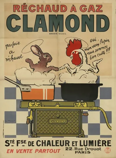 Rechaud A Gaz Clamond Societe Francaise De Chaleur Et Lumiere 22 Rue Drouot Paris Lapin Coq