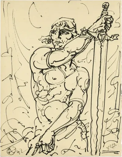 Rechtopstaand Figuur Met Zwaard