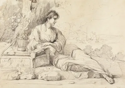 Reclining Female Figure In An Italian Landscape