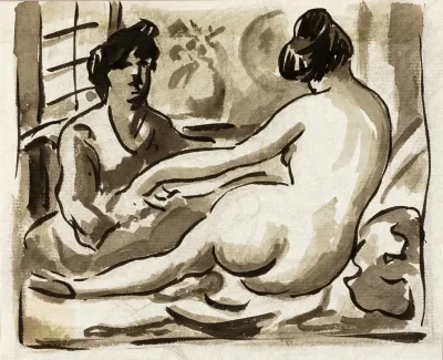 Reclining Female Nude With Attendant
