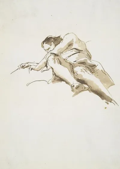 Reclining Male Figure Seen From Below