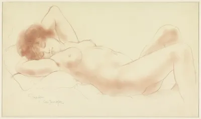 Reclining Naked Woman Arms Under Head