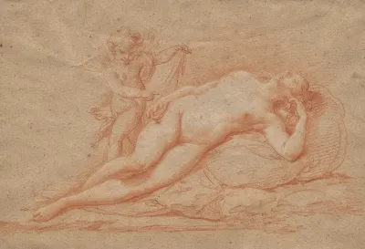 Reclining Nude With Cupid