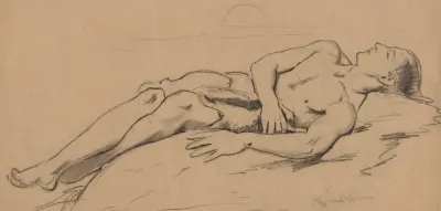 Reclining Semi Nude Young Man
