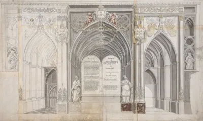 Record Drawing Of The 1639 Altarpiece In Exeter Cathedral