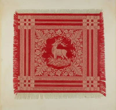 Red And White Napkin Deer Design