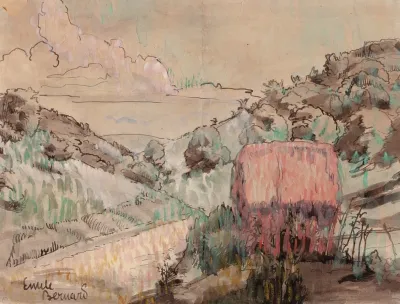 Red Cabin On A Hillside