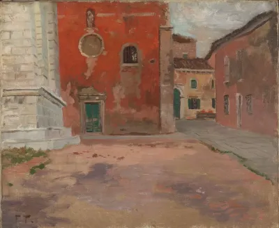 Red Church Wall In Venice