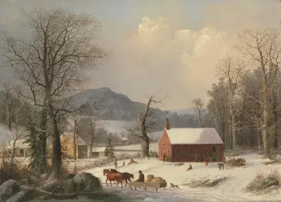 Red School House Country Scene