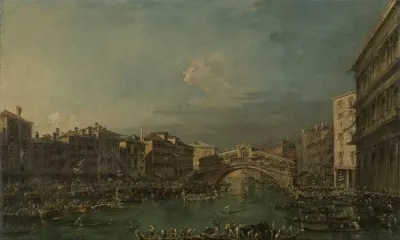 Regatta On The Grand Canal Near The Rialto Bridge Venice