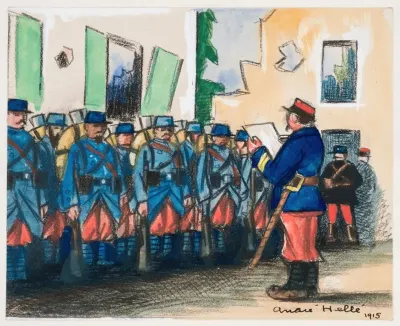Regiment De Poilu Dans Un Batiment En Ruines Face A Leur Superieur