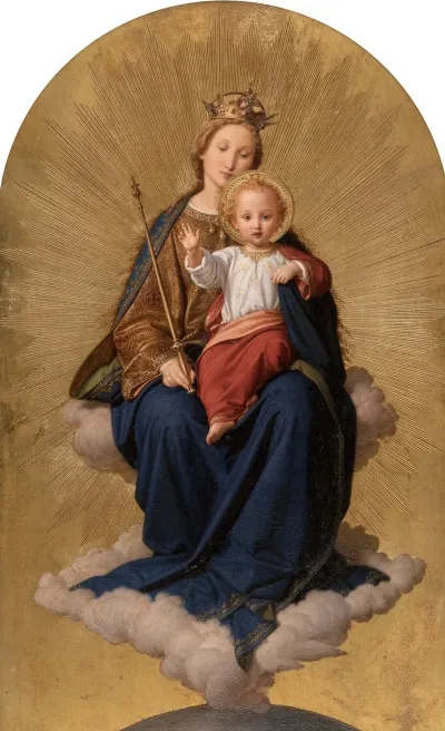 Regina Coeli Virgin And Christ Child Enthroned In The Clouds