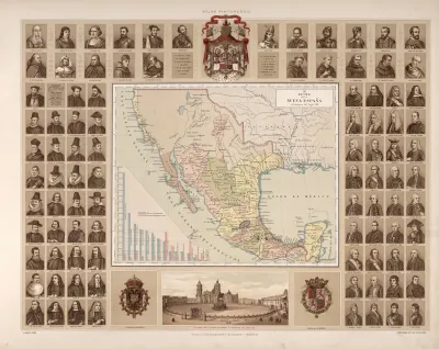 Reign Of New Spain Surrounding A Map Of Mexico