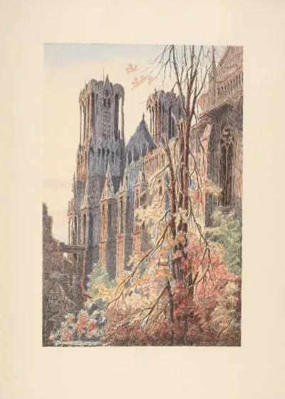 Reims La Cathedrale Vue Des Ruines De Larcheveche