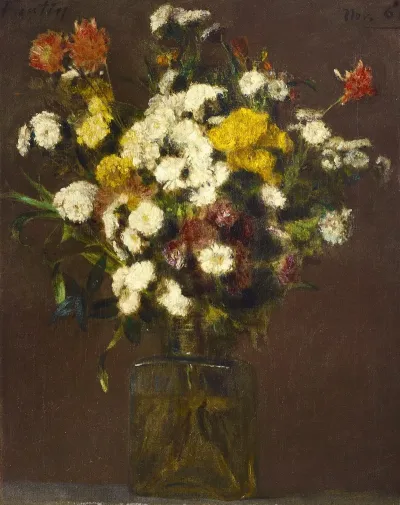 Reines Marguerites Et Fleurs Diverses Dans Un Vase