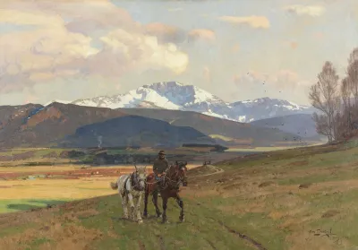 Reiter In Gebirgslandschaft Benediktenwand