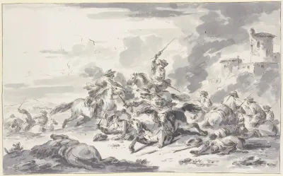 Reitergefecht Rechts Eine Burg