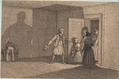 Rejsende Far Vist Deres Vaerelse Illustration Til Linearperspectiven Tavle Viii
