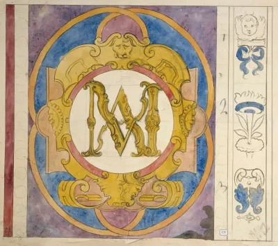 Releve Dun Panneau De Vitrail Du Xviie Siecle Orne Dun Monogramme