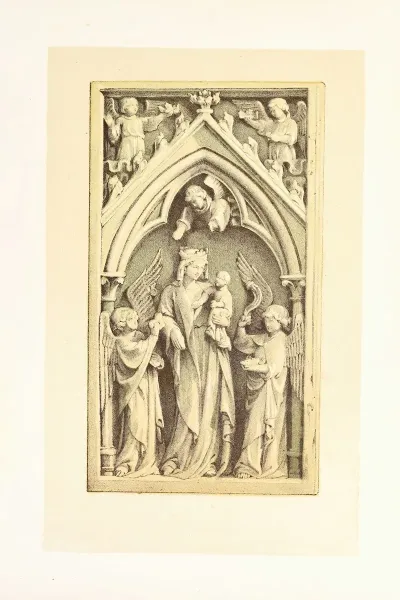 Relievo In Carved Ivory The Virgin And Infant Saviour Adored By Angels