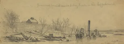 Remains Of Burnt Steamers Sailing Vessels On The Rappahanock