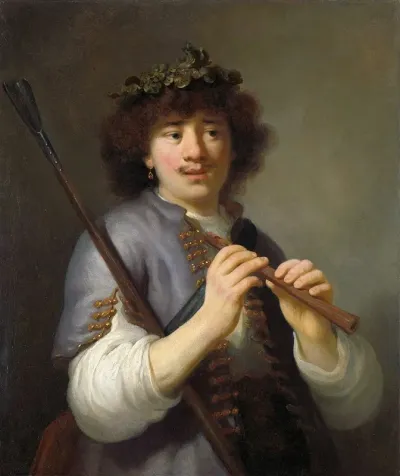 Rembrandt As A Shepherd With A Staff And Flute