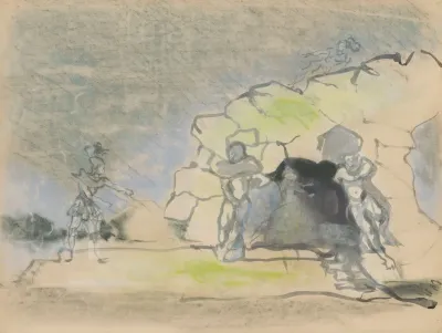 Renaud Et Armide Maquette De Decor Grotte Avec Quatre Personnages