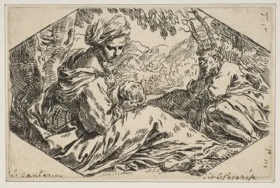 Repose In Egypt Mary Holding And Looking At The Infant Christ While St Joseph Sleeps