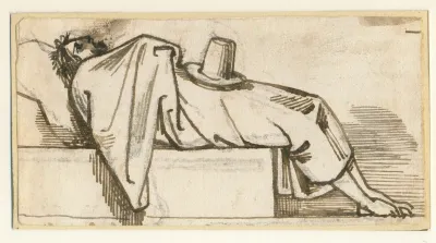Resting Man Lying On His Back A Hat Over His Groin