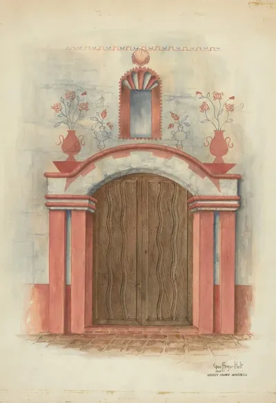 Restoration Drawing Main Doorway With Decorations Mission House