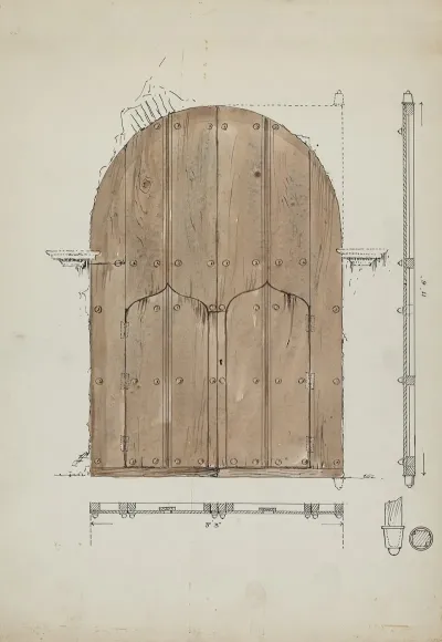 Restoration Drawing Of Original Needles Eye Doors Formerly Main Entrance Doors Of