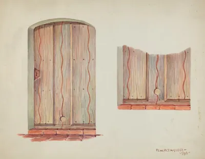 Restoration Drawing Wall Decoration Over Doorway Facade Of Mission House 2