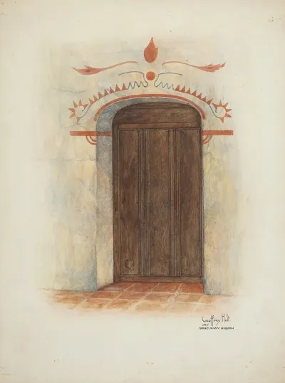 Restoration Drawing Wall Painting And Door Facade Mission House 2