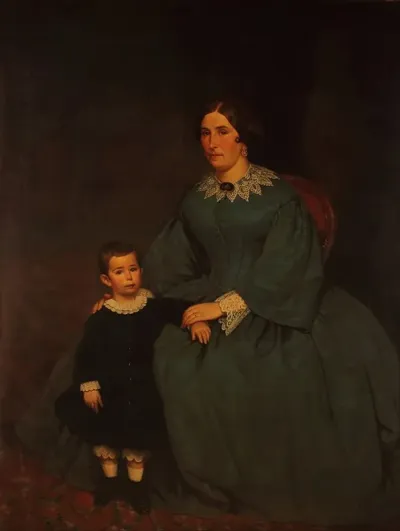 Retrato De Cecilia R De Peralta Ramos Y Su Hijo