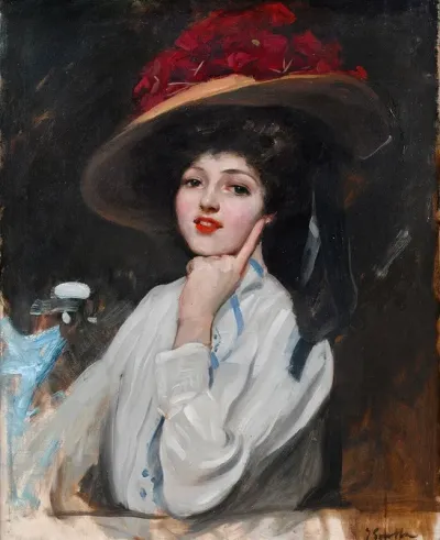 Retrato De Una Joven En Un Sombrero Cree Que Raquel Meller