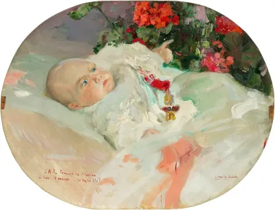 Retrato Del Principe De Asturias Alfonso De Borbon Battenberg A Los Dos Meses