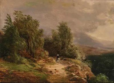 Returning Home Before The Storm In A Mountain Landscape